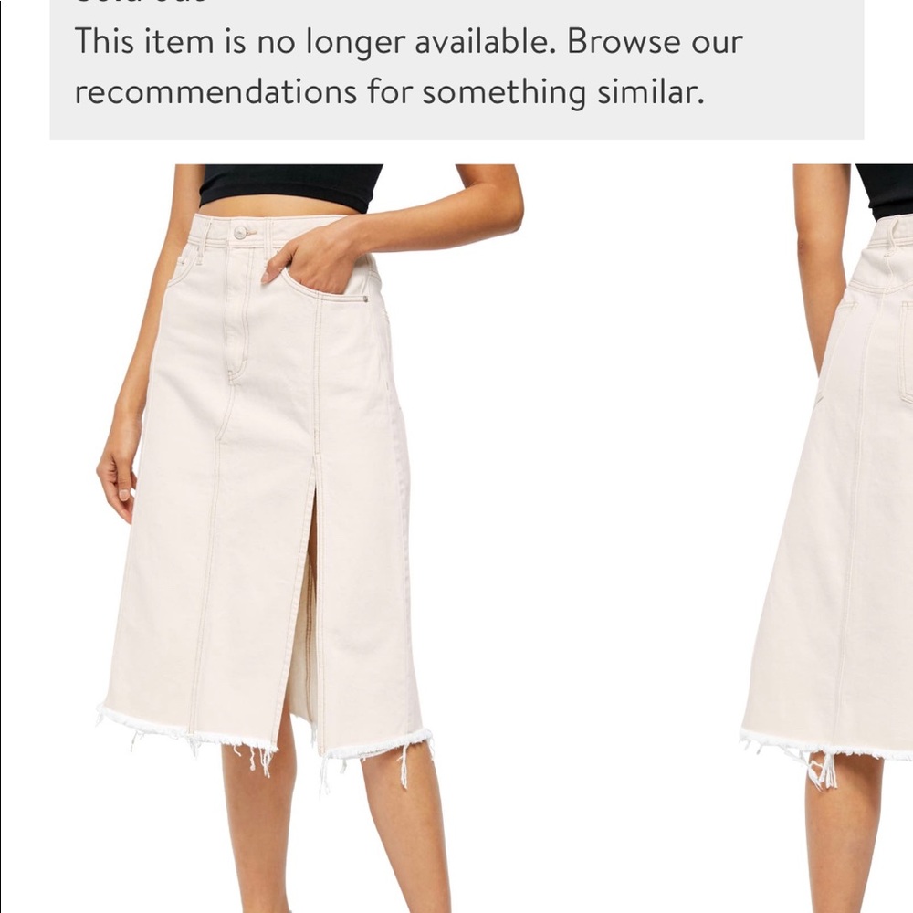Free People Mambo Denim Skirt in White Wash